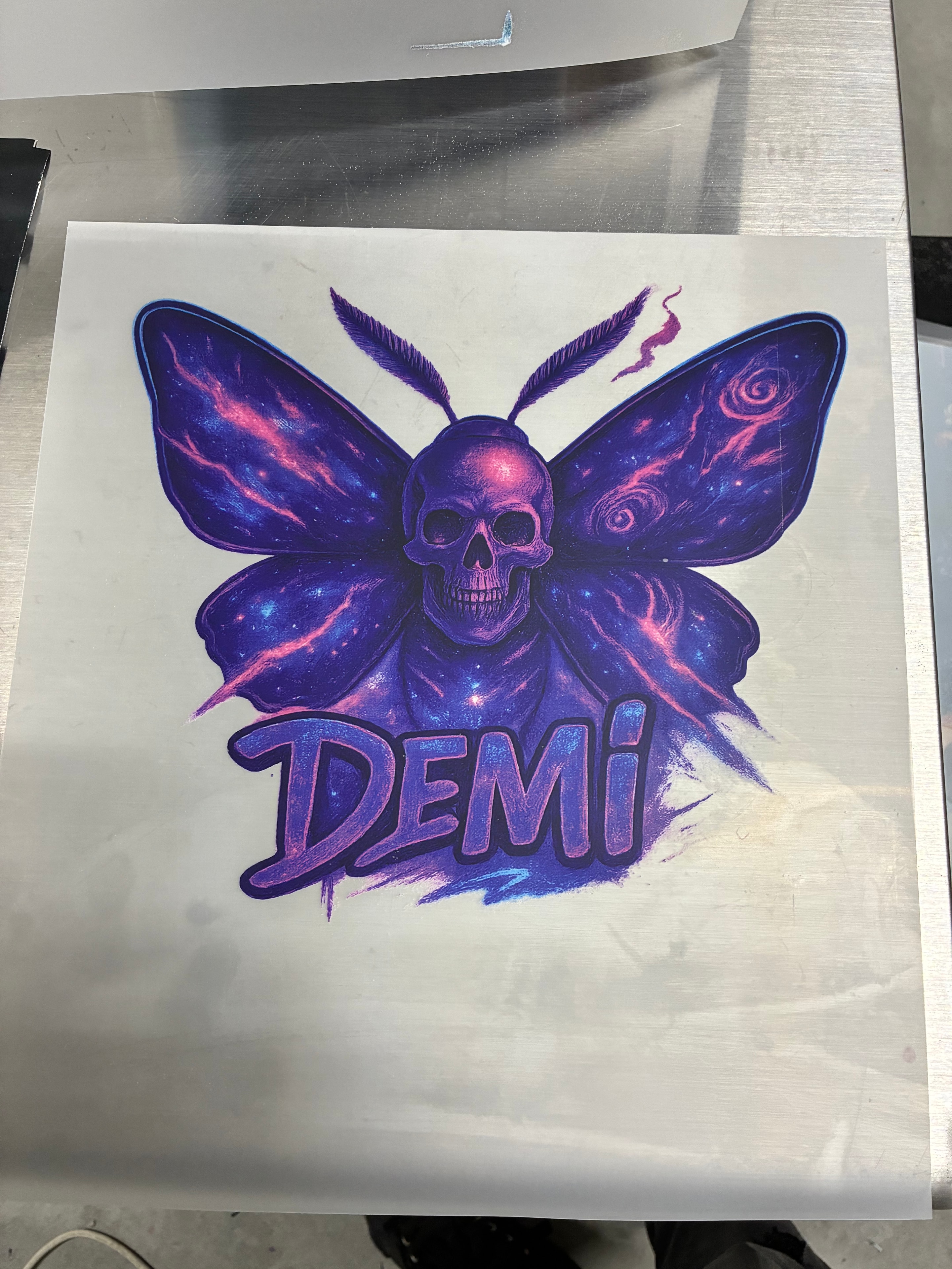 Cosmic skull butterfly DTF print